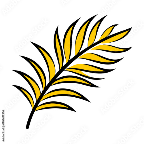 Stylized yellow palm frond against a black background