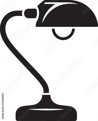 Classic Desk Lamp Silhouette Illustration for Study Room Designs and Office Decoration