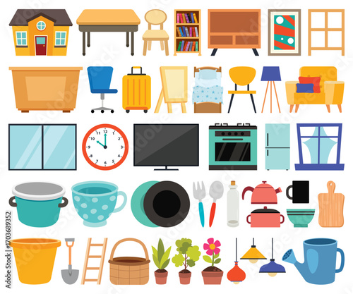 Set Of Various Home Objects