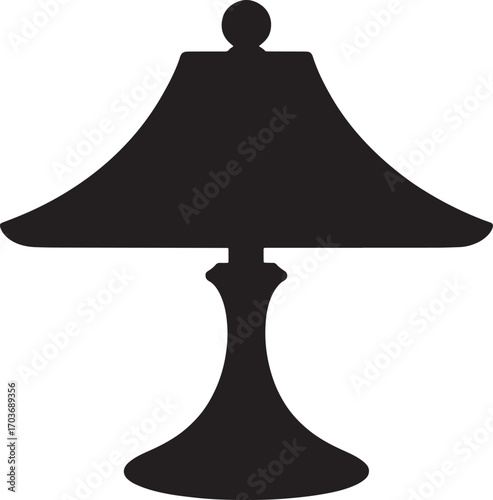 Classic Table Lamp Silhouette Vector Illustration for Interior Design and Lighting Projects