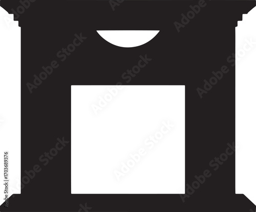 Classic Fireplace Mantel Icon Vector Illustration A Decorative Architectural Element for Homes