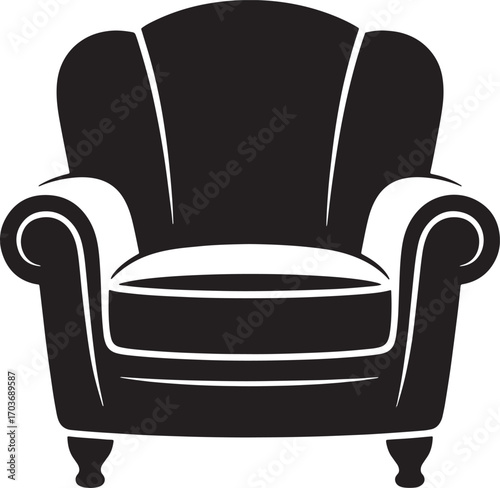 Comfortable Armchair Silhouette Vector Illustration for Cozy Interior Design Projects