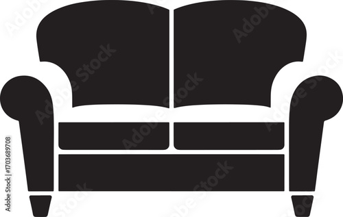 Comfortable Seating A Classic Black Sofa Vector Illustration for Relaxing Living Room Decor