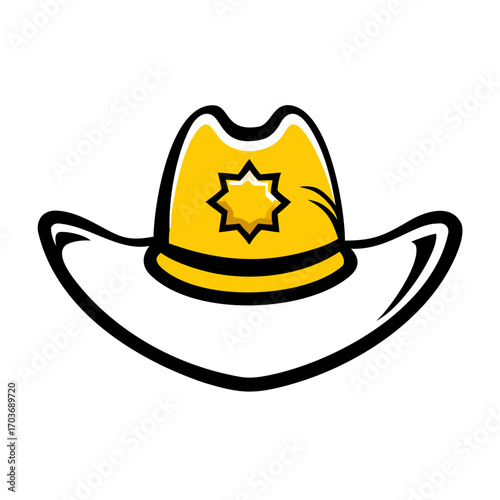 Yellow police hat with star emblem and black band