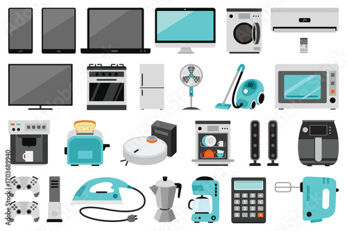 Set Of Various Electronic Objects