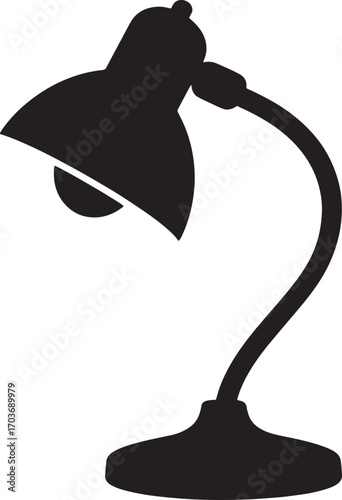 Desk Lamp Icon Vector Illustration Study Light Office Lamp Table Lamp Interior Design Black Silhouette