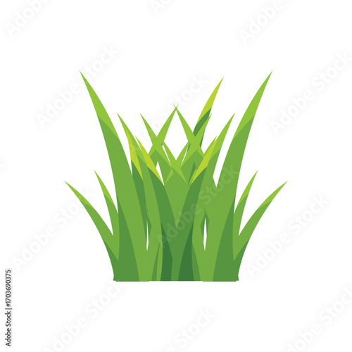 Green grass illustration with fresh blades in cartoon style. Perfect for nature design, lawn decoration, garden elements, eco concept, landscape vector, and outdoor scene artwork.