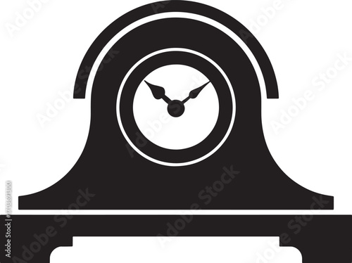 Elegant Mantel Clock Silhouette Vector Illustration for Timekeeping and Interior Decor Projects