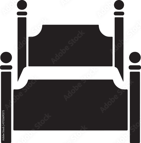 Elegant Four-Poster Bed Silhouette Illustration for Interior Design Projects and Furniture Catalogs