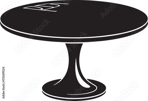 Elegant Round Table Silhouette Icon for Dining and Meeting Room Design Projects Illustration