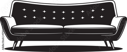 Elegant Sofa Silhouette Vector Illustration for Interior Design Projects and Furniture Catalogs Artwork