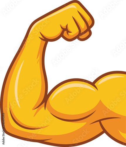 Cartoon Yellow Bicep Muscle Flexing Arm Illustration strong