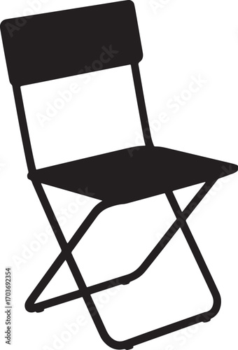 Folding Chair Silhouette Vector Graphic for Event Planning and Temporary Seating Solutions