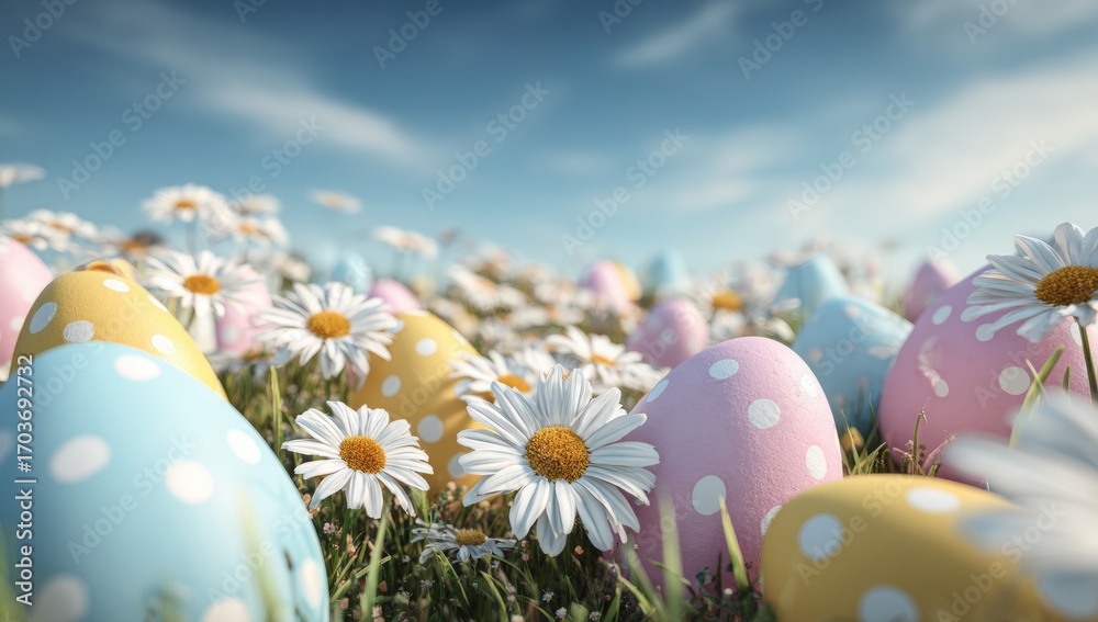 Fototapeta premium Colorful Easter eggs in a meadow (1)
