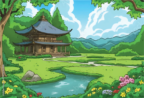chinese temple in the garden