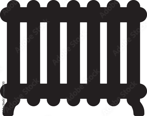 Radiator Icon Vector Illustration Heating System Element Silhouette Design for Warmth and Comfort