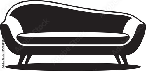 Relaxing Comfort A Sleek Black Sofa Vector Illustration for Modern Living Room Interiors