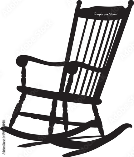 Rocking Chair Silhouette on Transparent Background for Relaxation and Comfort Designs