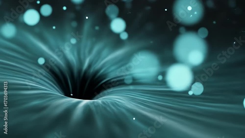 Abstract teal vortex with light specks