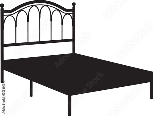 Simple Bed Frame Silhouette on a Transparent Background for Bedroom Interior Design Projects