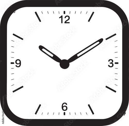 Square Wall Clock Illustration for Time Management and Home Decor Design Element