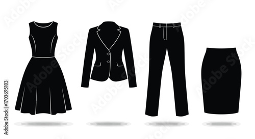 Elegant black womenswear collection professional attire options for modern business fashion vector