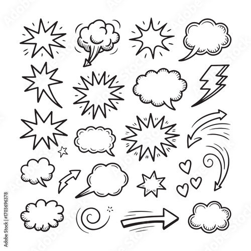 Speech Bubbles Doodle Vector Set Communication Design Illustration Isolated