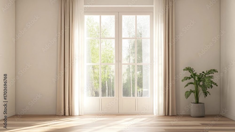 Fototapeta premium Sunlight through large modern windows