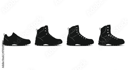 Evolution of footwear from sneaker to tactical boots series vector