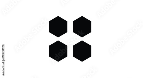 Four black hexagons arranged in a square formation isolated on white space vector