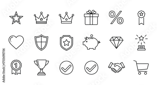 Collection of hand drawn doodle icons representing awards rewards gifts and success concepts vector