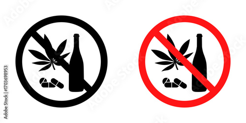 No drugs or alcohol sign vector illustration for ui