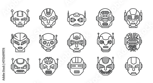 Superhero masks comic book style sketches dynamic hero faces assemblage heroic characters vector