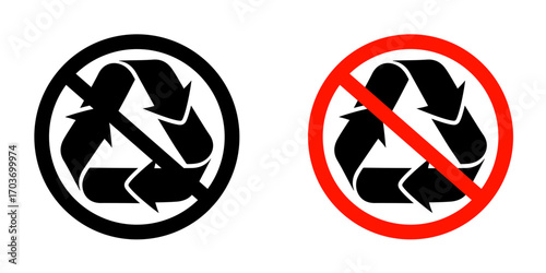 Recycle prohibition signs vector illustration for ui