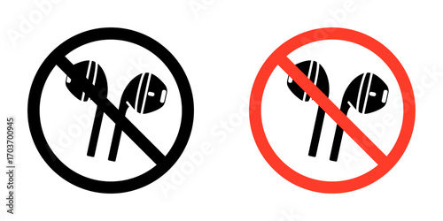 No earbuds allowed sign vector illustration for ui