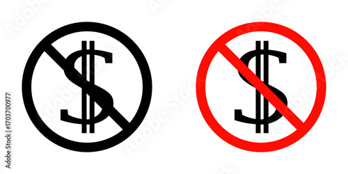 No dollar sign vector illustration for ui