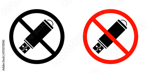 No USB flash drive sign vector illustration for ui