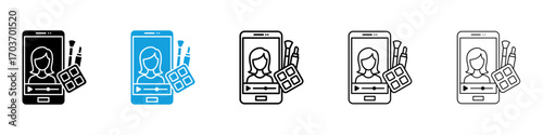 Makeup tutorial video icons vector illustration for ui