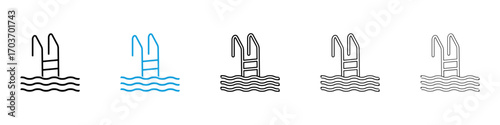 Ladder in swimming pool icons vector illustration for ui