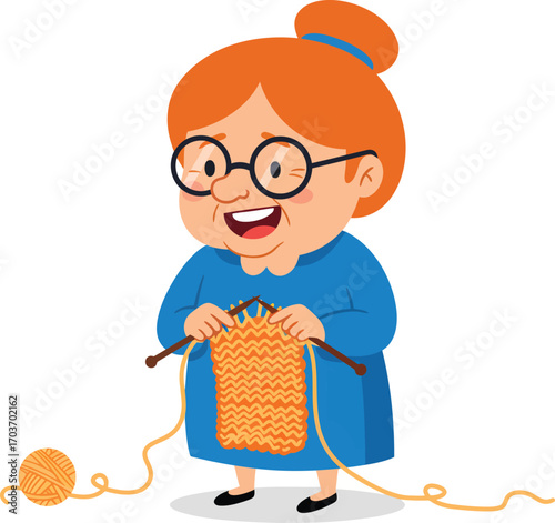 Cute Grandma Knitting Yarn	