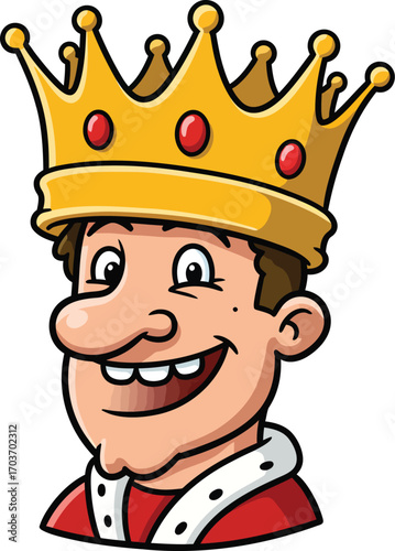 Happy cartoon king wearing a crown	