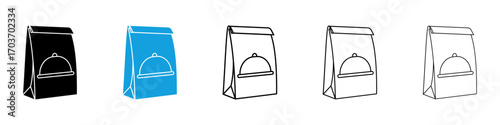 Food delivery paper bag icons vector illustration for ui