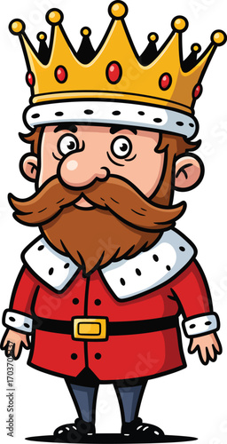 Cartoon King with Crown and Beard	