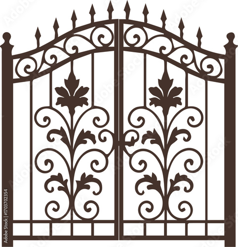 Ornamental Wrought Iron Gate with Decorative Design