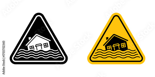 Flood disaster signs vector illustration for ui