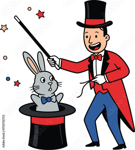 Magician Pulls Rabbit From Hat	