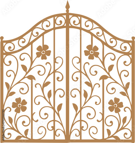 Ornamental Wrought Iron Gate with Decorative Design