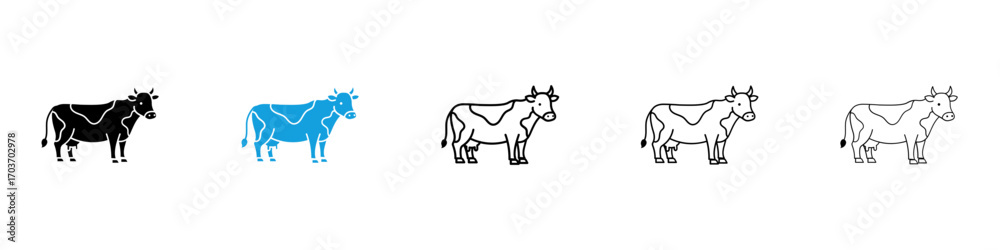 Fototapeta premium Cow icons vector illustration for ui