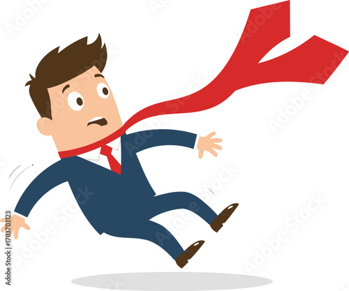 Man in Suit Falling Down Quickly	