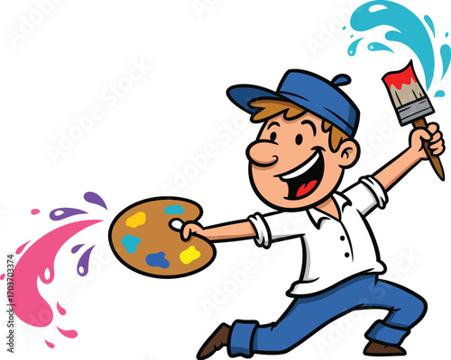 Creative Artist Painting Fun Colors	